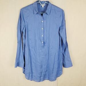 J.Jill Love Linen Blue Tunic Top Size XS Coastal Minimal Organic Lagenlook